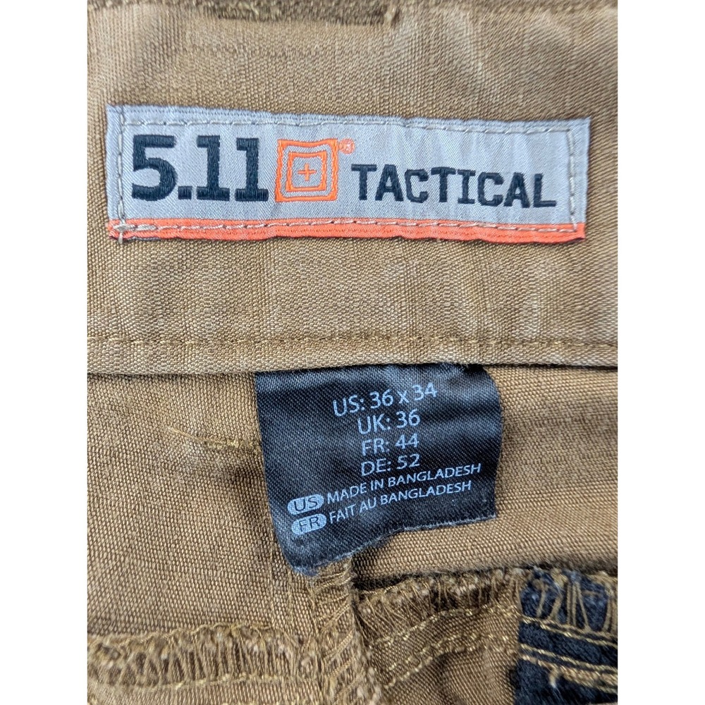 5.11 Tactical Mens 36x34 Brown Ripstop Cargo Utility Work Pants 36x31 Actual - Picture 10 of 15